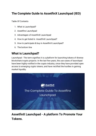 The complete guide to AassetfinX launchpad (IEO)