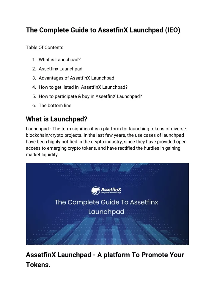 the complete guide to assetfinx launchpad ieo