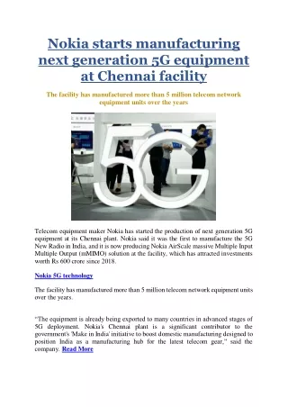 nokia starts manufacturing next generation