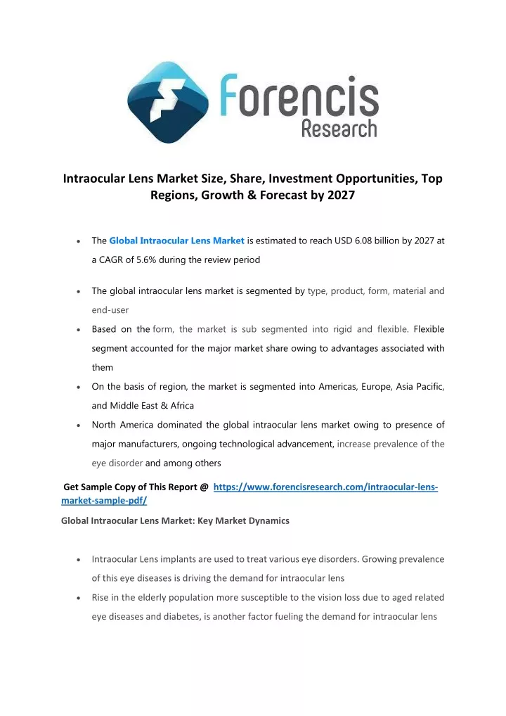 intraocular lens market size share investment