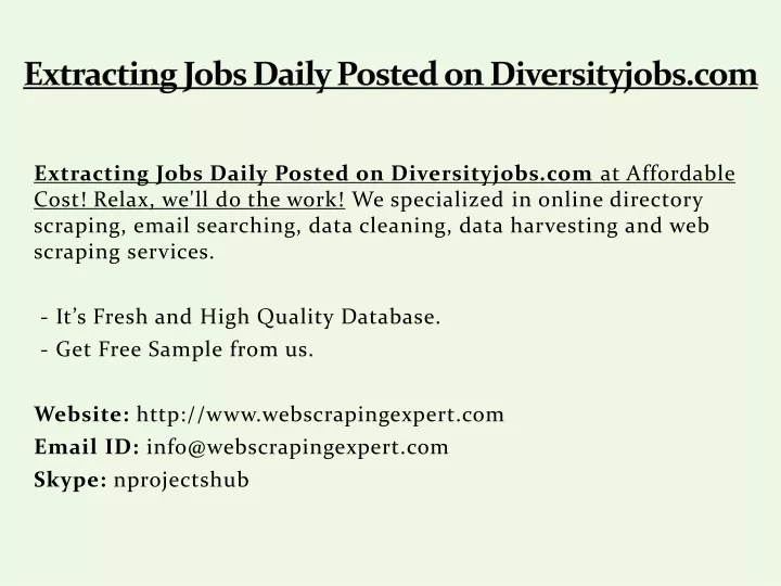 extracting jobs daily posted on diversityjobs com
