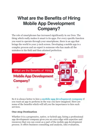 What are the Benefits of Hiring Mobile App Development Company?