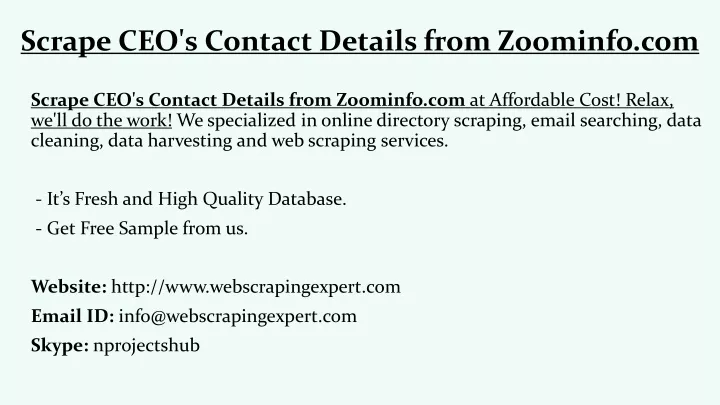 scrape ceo s contact details from zoominfo com