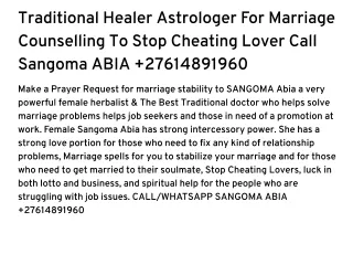 Best Traditional herbalist Healer Sangoma Abia on  27614891960.