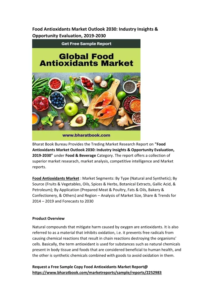 food antioxidants market outlook 2030 industry