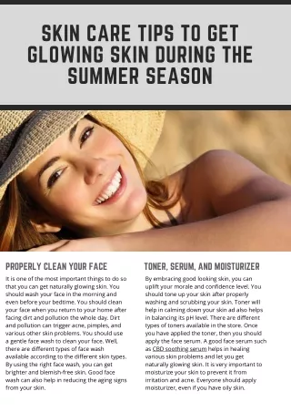 Skin Care Tips To Get Glowing Skin During The Summer Season