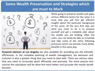 some wealth preservation and strategies which