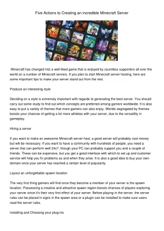 five actions to creating an incredible minecraft
