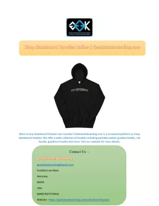 Shop Skateboard Hoodies Online | Geekskateboarding.com