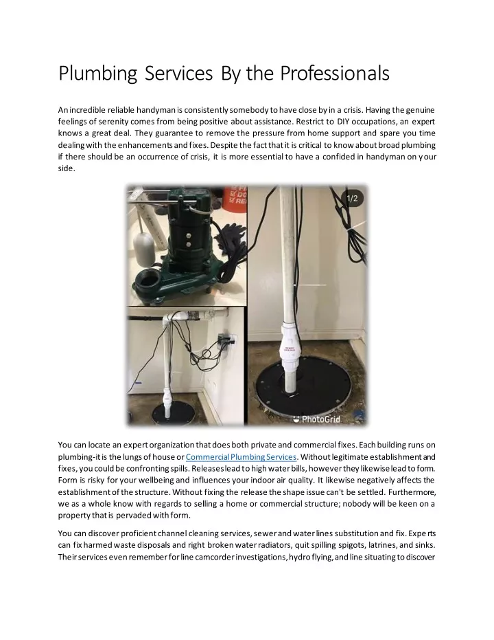 plumbing services by the professionals