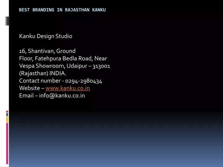 best branding in rajasthan kanku