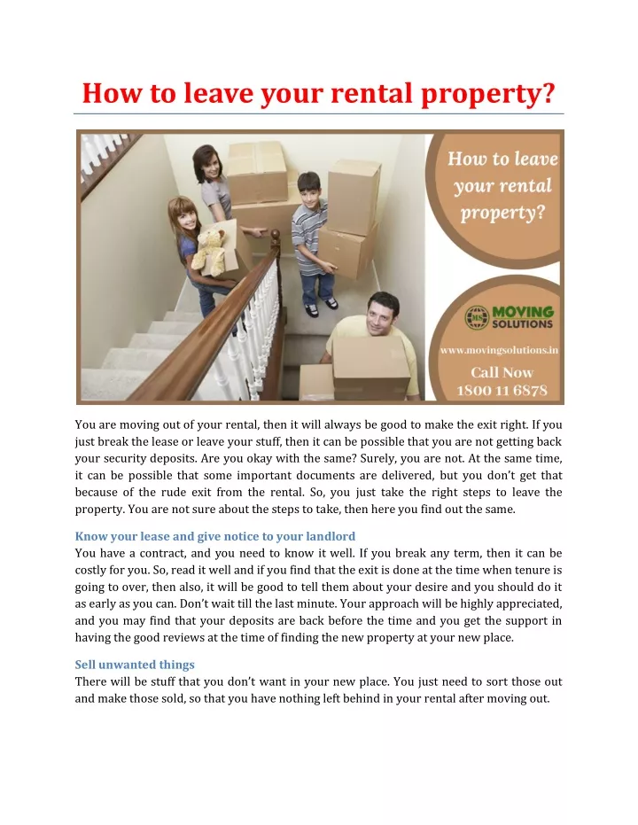 how to leave your rental property