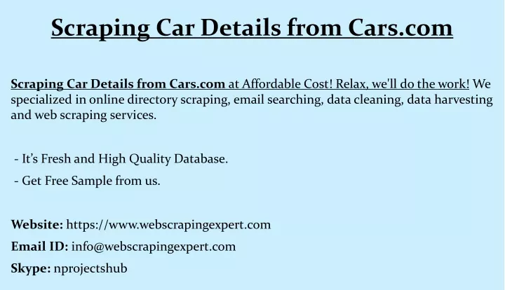 scraping car details from cars com