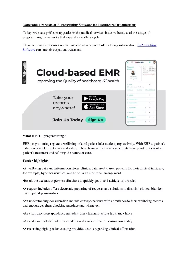 noticeable proceeds of e prescribing software