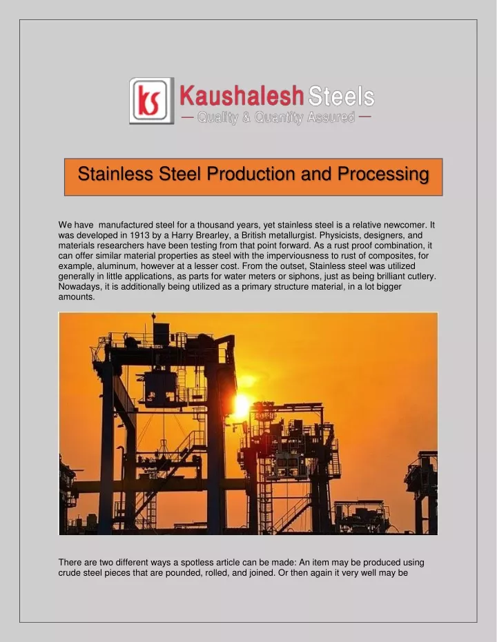 stainless steel production and processing