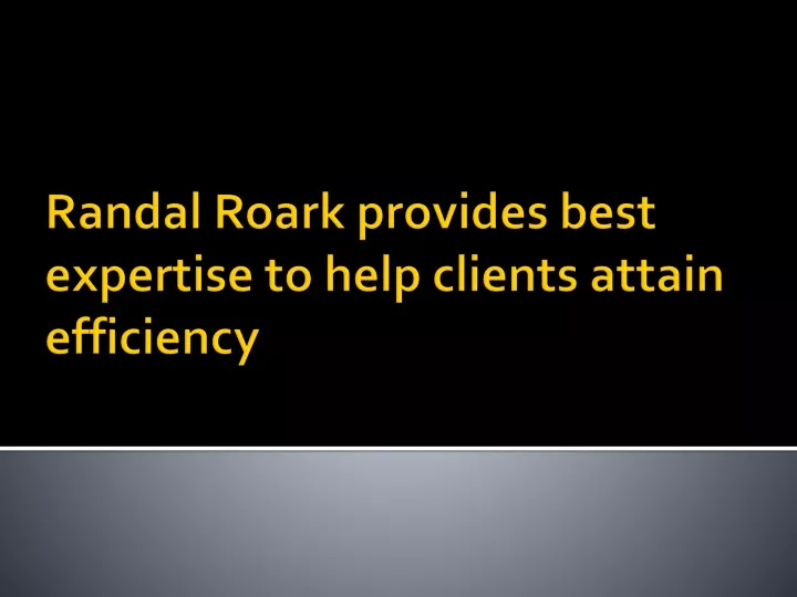 randal roark provides best expertise to help clients attain efficiency
