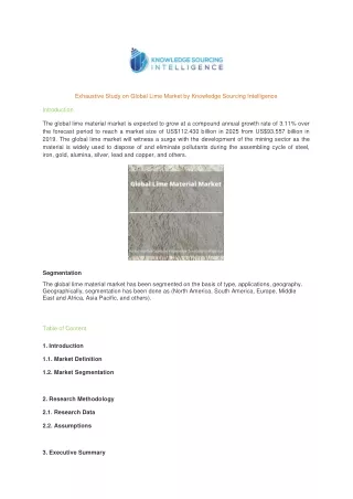 exhaustive study on global lime market