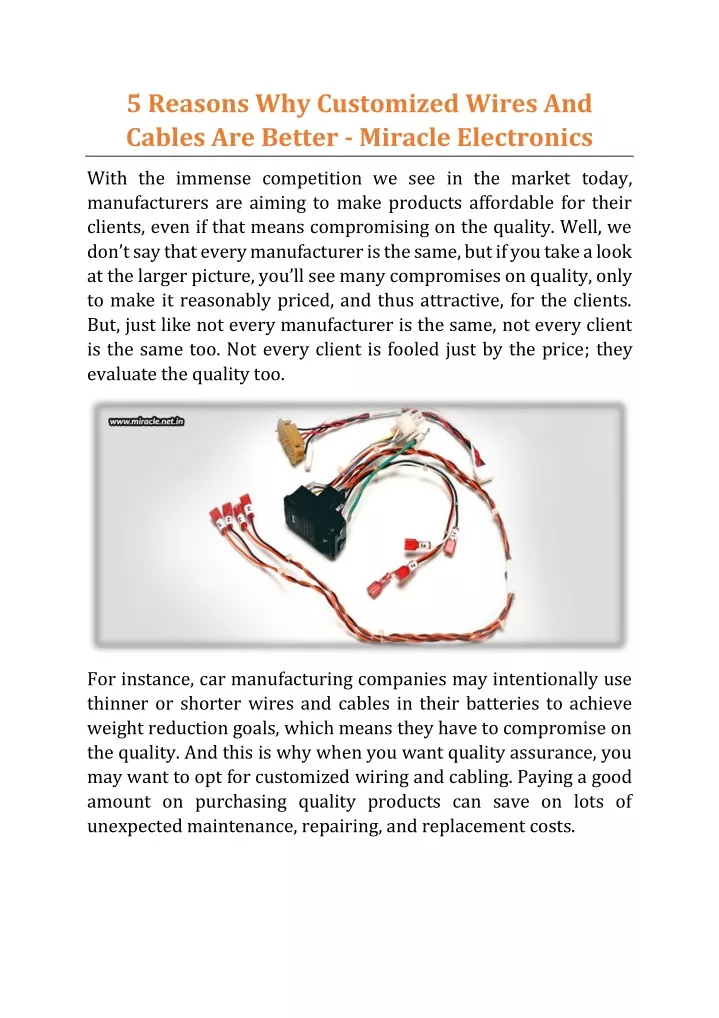 5 reasons why customized wires and cables