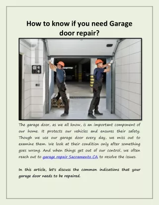 How to know if you need Garage door repair?