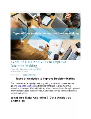 Types of Analytics to Improve Decision-Making