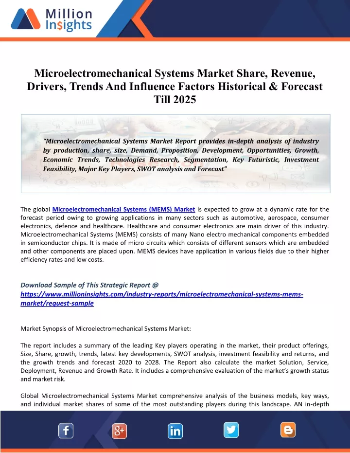 microelectromechanical systems market share