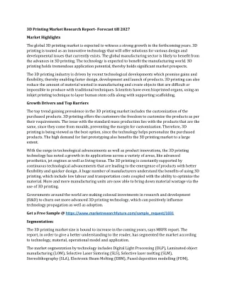 3d printing market research report forecast till