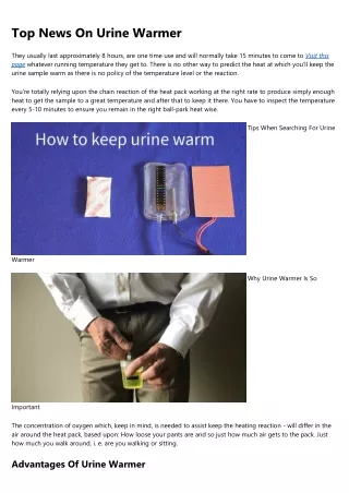 Urine Warmer Latest News