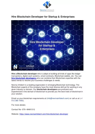 hire blockchain developer for startup enterprises