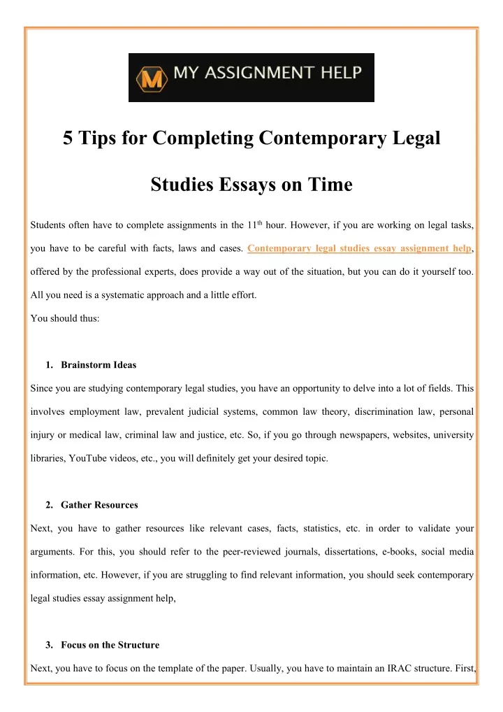 5 tips for completing contemporary legal