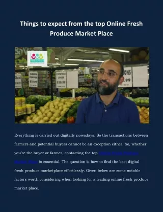 Things to expect from the top Online Fresh Produce Market Place