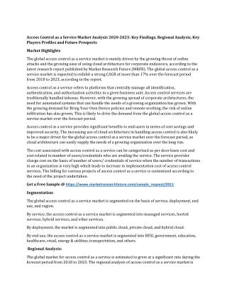 access control as a service market analysis 2020