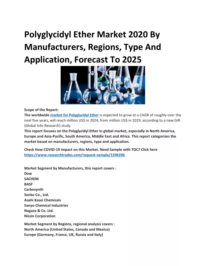 polyglycidyl ether market 2020 by manufacturers