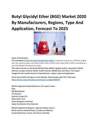 Butyl Glycidyl Ether (BGE) Market