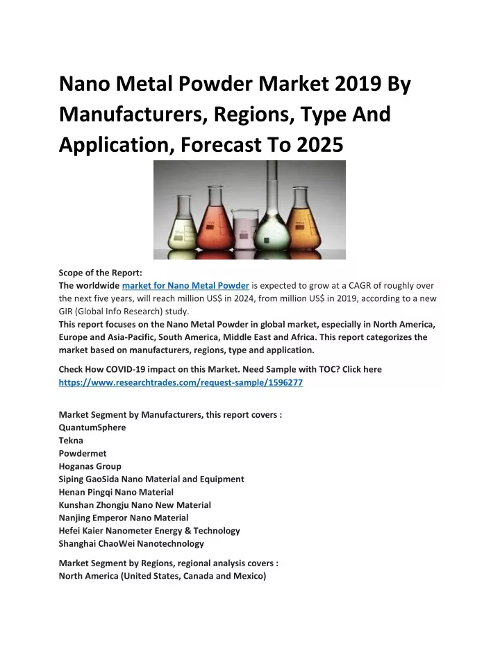 nano metal powder market 2019 by manufacturers