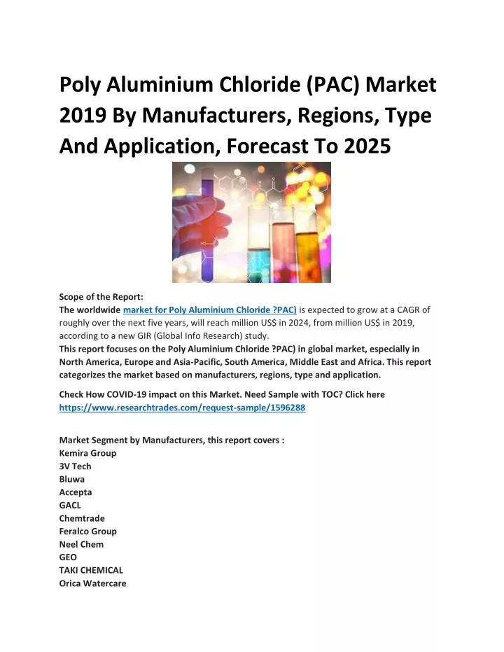 poly aluminium chloride pac market 2019