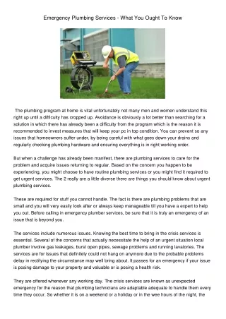 emergency plumbing services what you ought to know