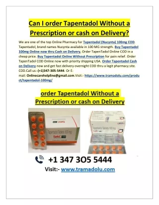 can i order tapentadol without a prescription