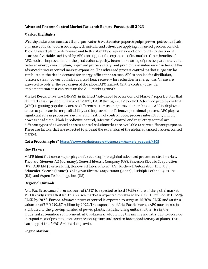 advanced process control market research report