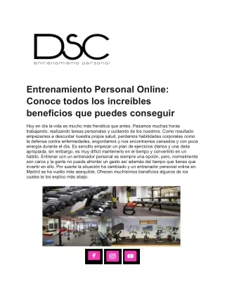 Plan de entranmiento personalizado| dscentrenamientopersonal.com