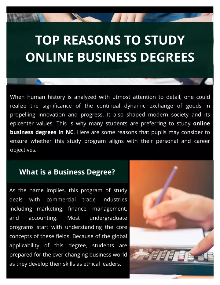 top reasons to study online business degrees
