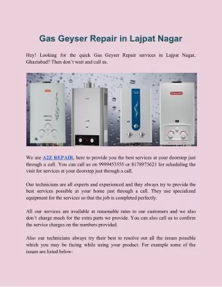 Best Gas Geyser Repair in Lajpat Nagar