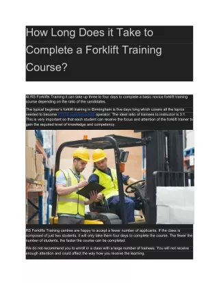 how long does it take to complete a forklift