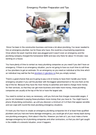 emergency plumber preparation and tips