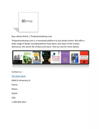 Buy a Book Online | Thebooknookshop.com