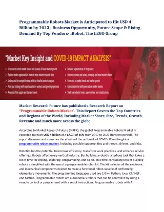 programmable robots market is anticipated