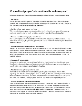 10 sure fire signs you re in debt trouble