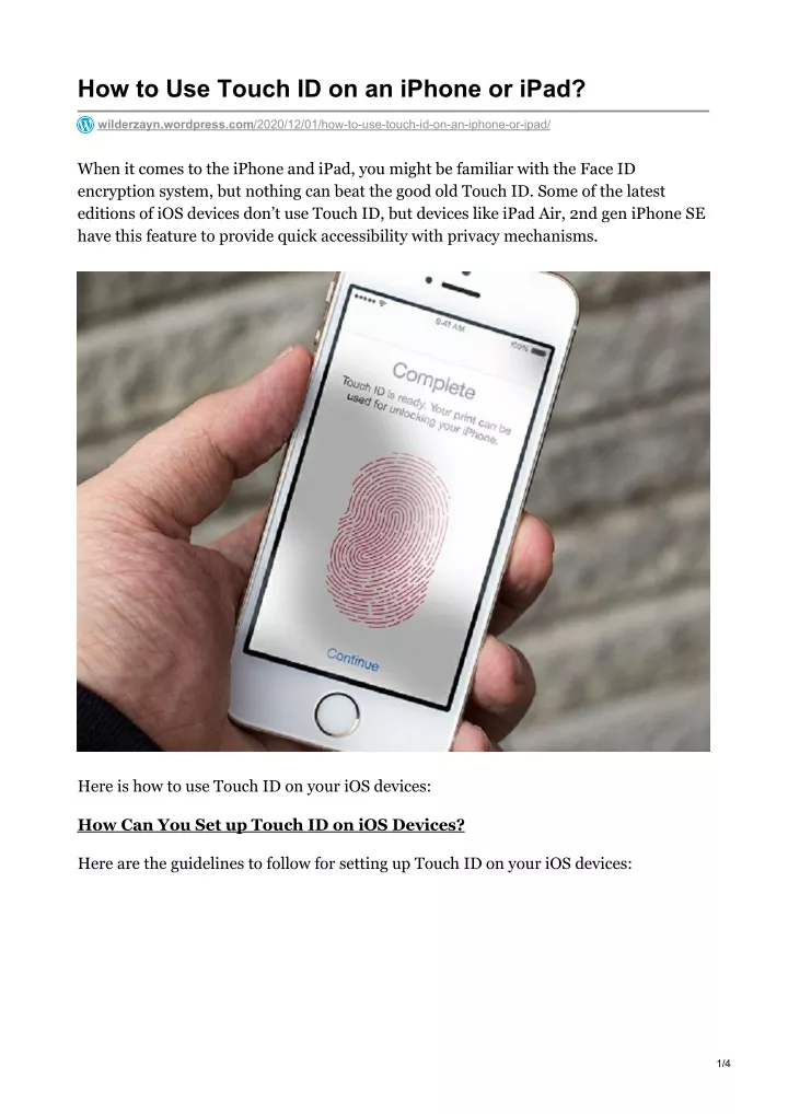 how to use touch id on an iphone or ipad
