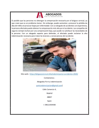 Importe de Indemnización por Latigazo Cervical en Accidente de Tráfico | Latigazocervical.info