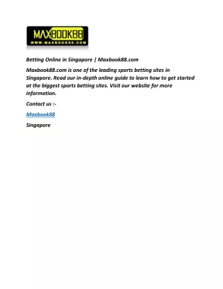 betting online in singapore maxbook88 com