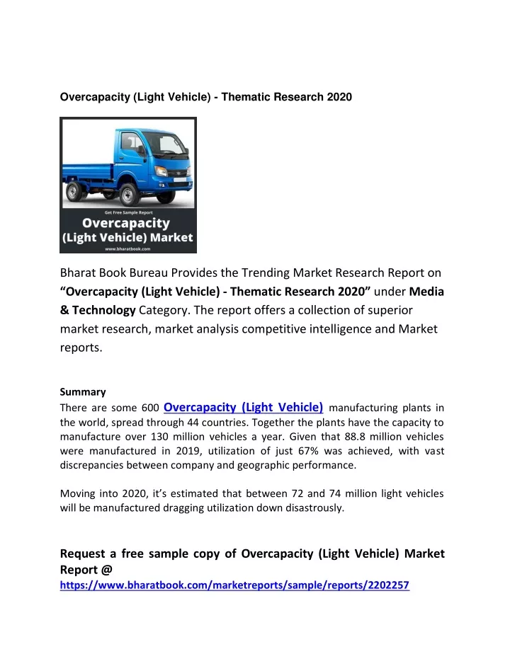 overcapacity light vehicle thematic research 2020